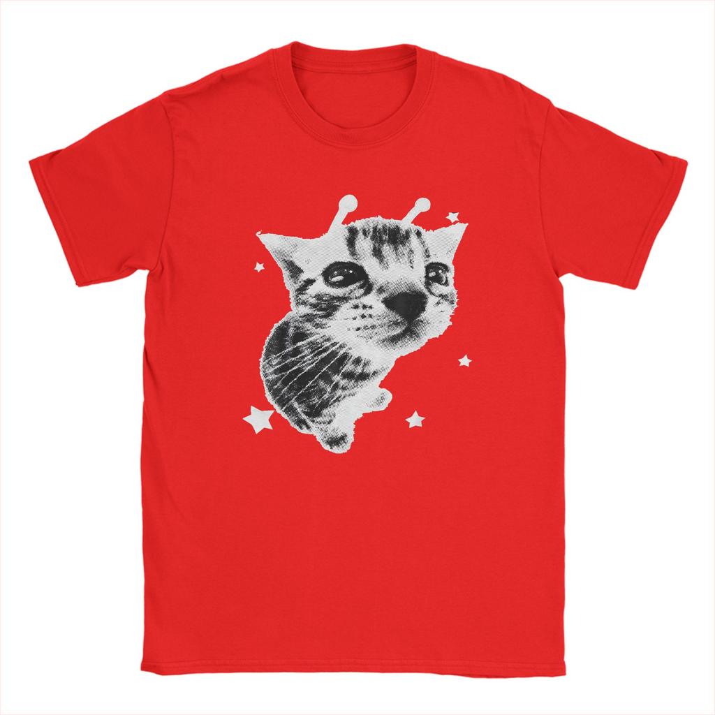 Cat Silly Alien Cat Meme Y2K Vintage Kitty T Shirt Summer Cotton TShirts For Unisex Leisure Casual Tee Shirt Short Sleeve Top Tees