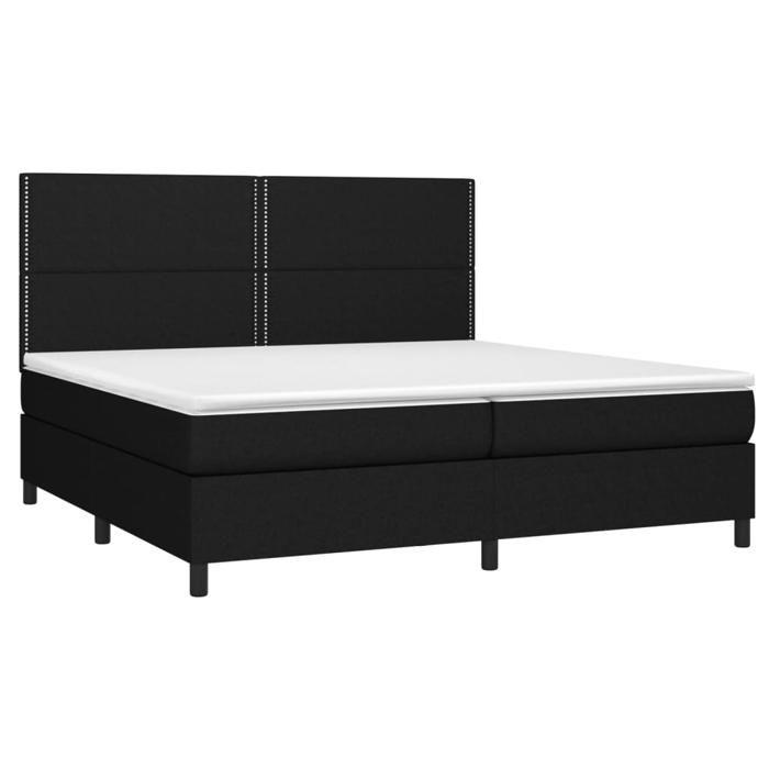 VidaXL Slat Bed Base with Mattress and LEDs, Upholstered Bed with Headboard, Double Bed, Adult Bedroom Bed, 3134823