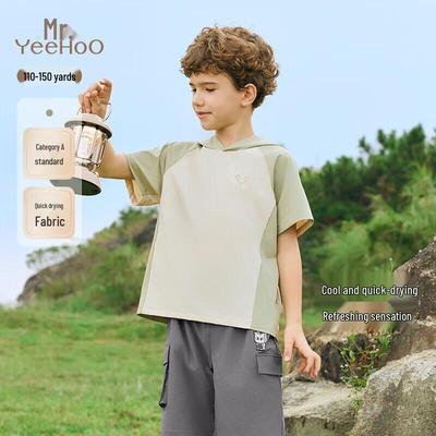 Boy's Hooded Quick-Dry Short Sleeve T-Shirt
