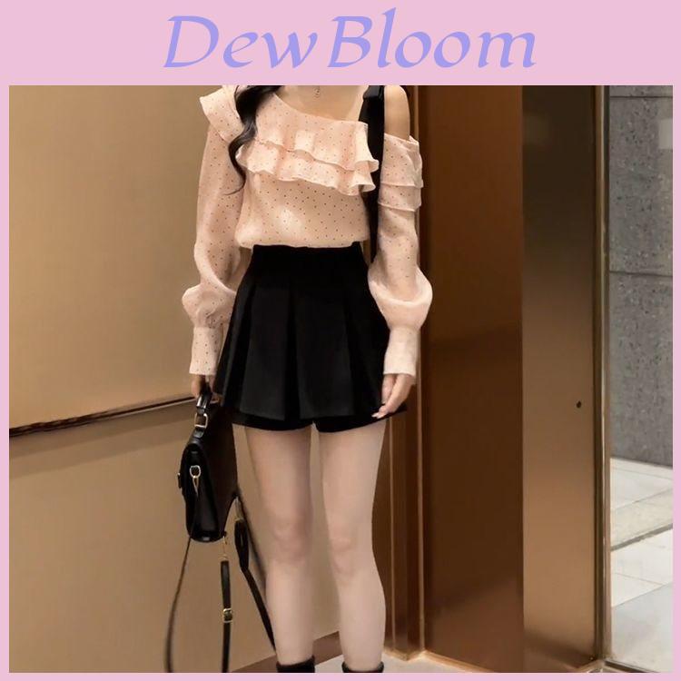 Romantic Fashion Polka Dot Chiffon Blouse With Ruffle Edges For Spring Style Enthusiasts
