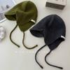 % WOOL pure wool short-brimmed flying hat women's autumn and winter warm knitted ear hat balaclava hat