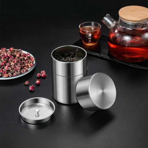 Tea Storage Container, Tea Caddy, Tea Canister, Tea Caddy, Large Capacity, Double Lid, Airtight Jar, Tea Leaf Storage Can, Storage Case, Tea Storage C