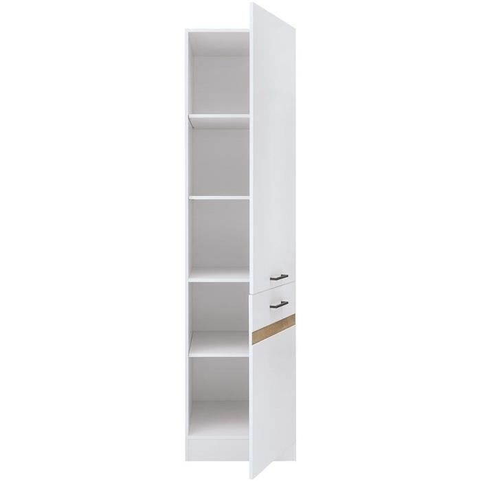 JUNONA Kitchen Column 2 Right-opening Doors - L 50 X H 196 X D 46 Cm - Glossy White