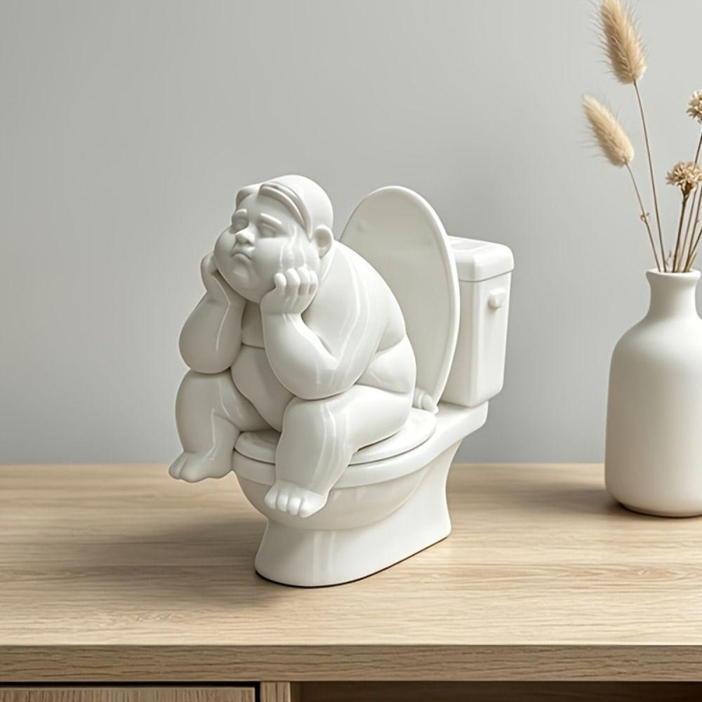 3D Printed Toilet Thinker Figurine Cute Desktop Small Ornament Gift for Friends