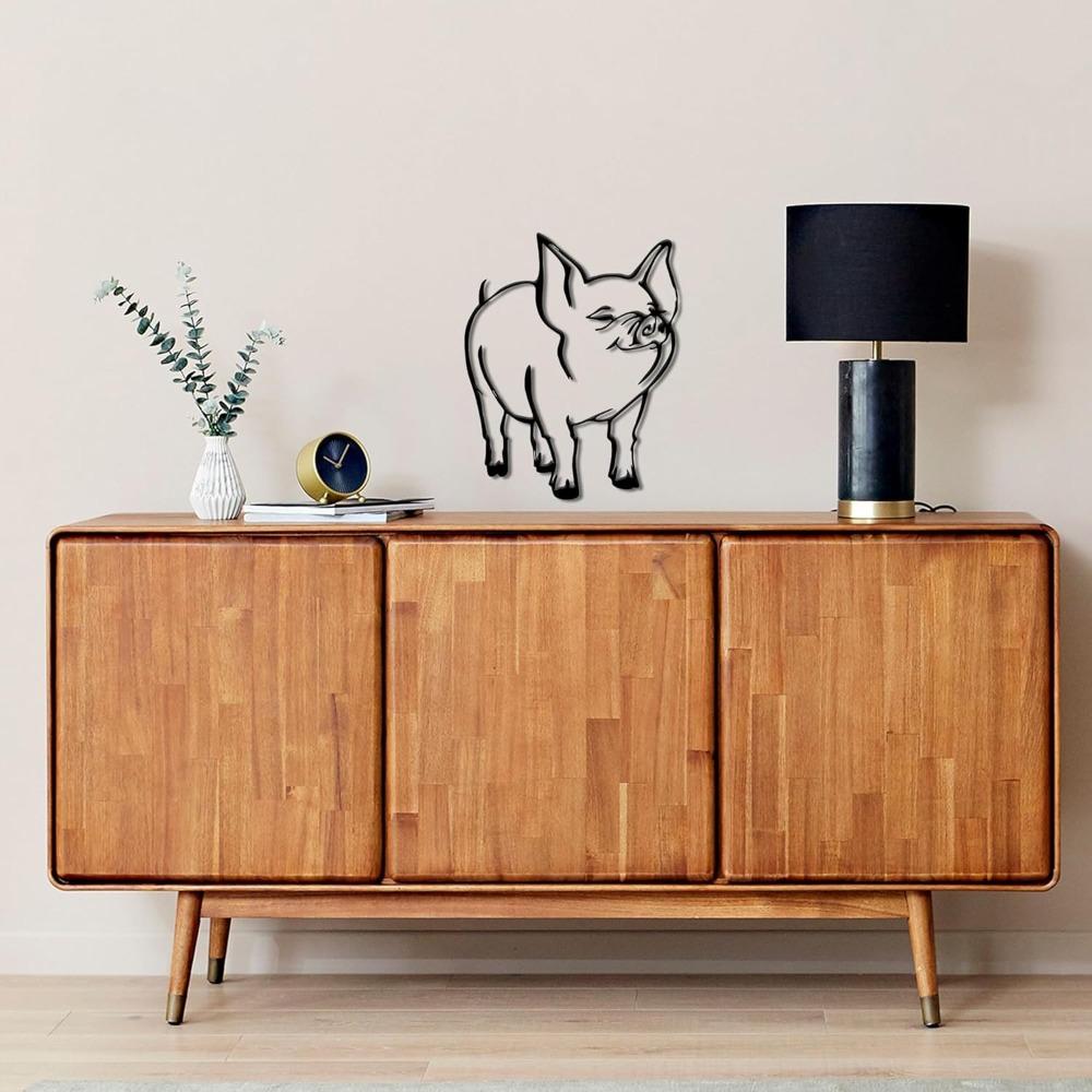 Rustic Metal Pig Wall Art, Farmhouse Kitchen Decor, Unique Indoor Home Accent