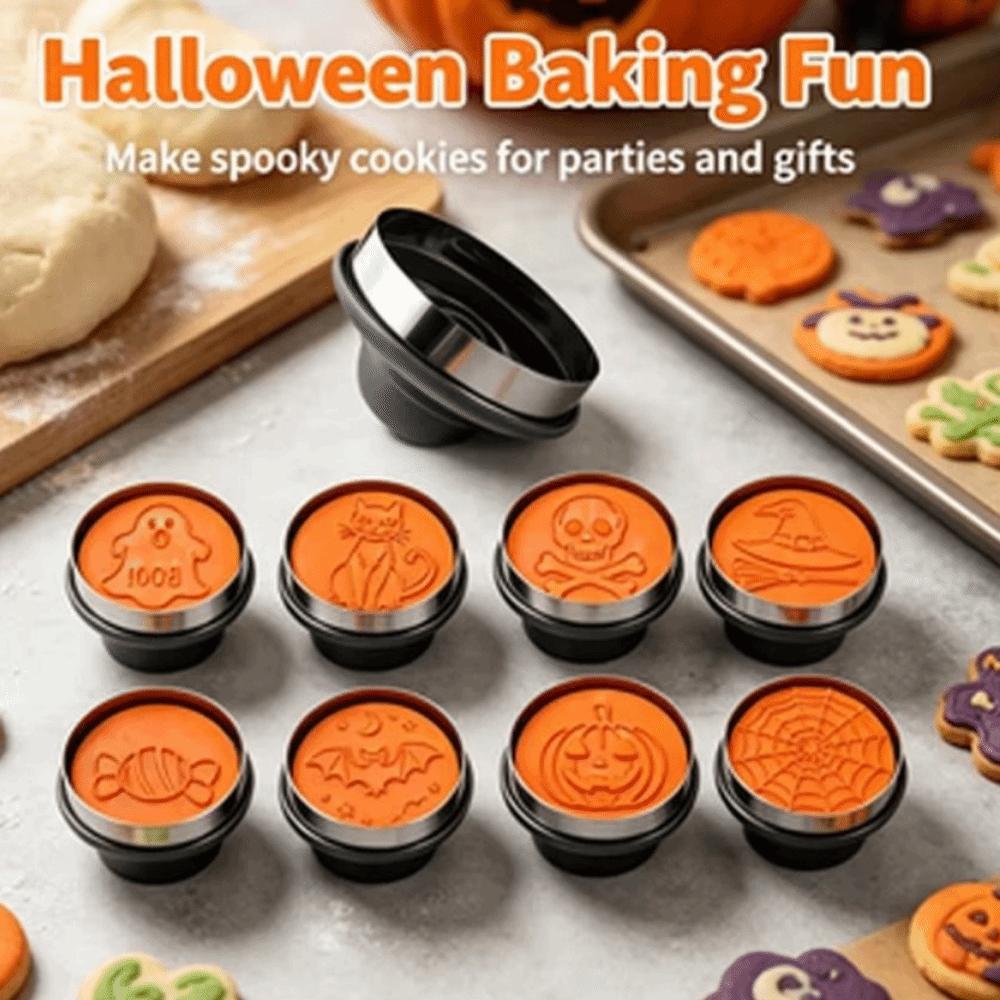 Creative Halloween Cookie Cutters Set Magnetic Detachable Halloween Baking Tools 3D Embossing DIY Baking Halloween Press Molds