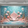 2D planar ocean-themed party banner background, with a light blue underwater scene theme.