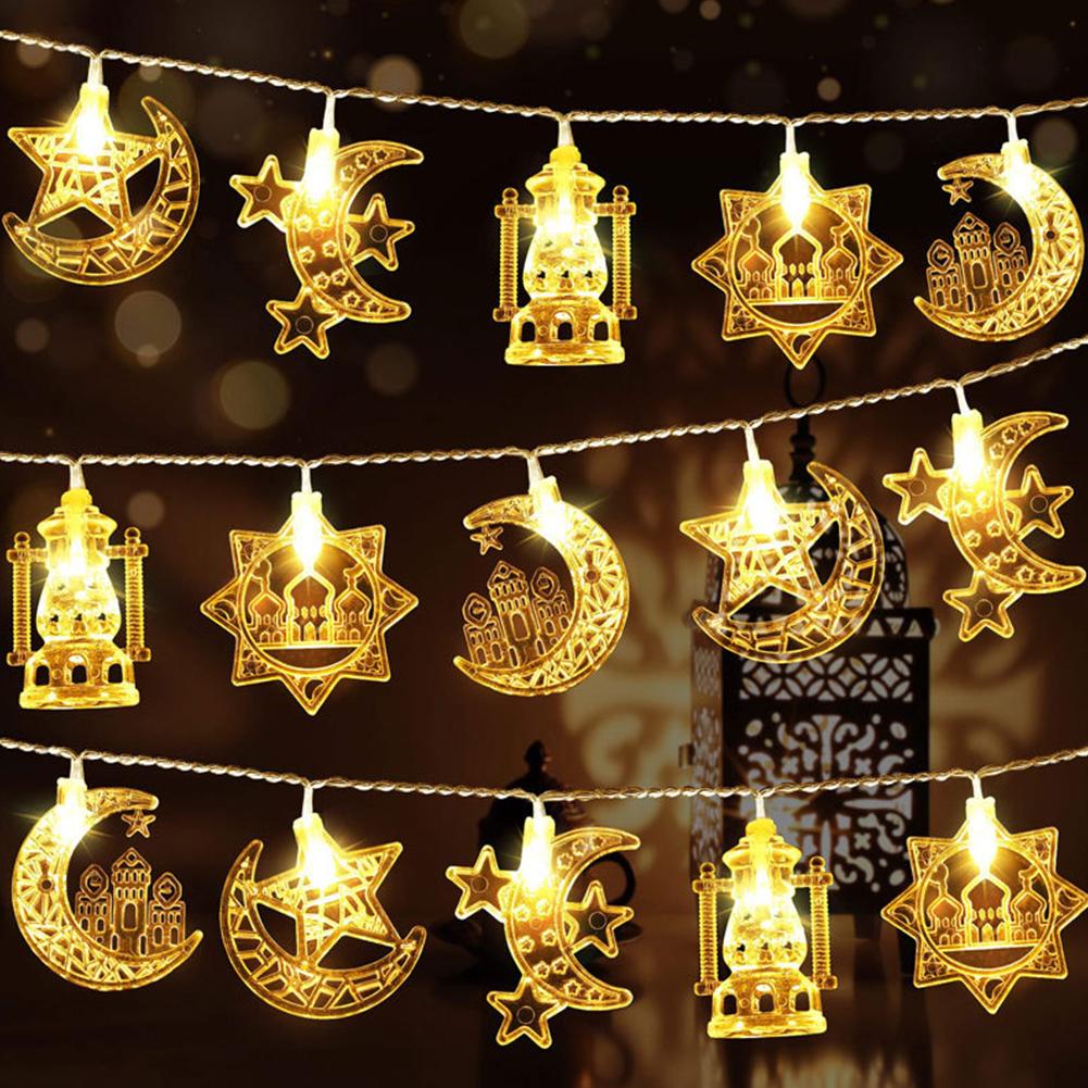 3M 20LEDS Eid Mubarak Moon Star LED String Lights Ramadan Kareem Decoration for Home Islam Muslim Festival Party Supplies