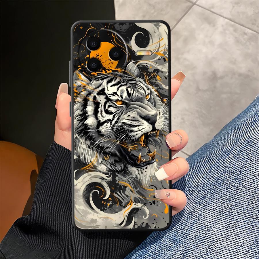 Case for Xiaomi Redmi A4 12C 9 A1 A2 Plus A5 A3 K40 K80 Pro 10 13C 14C Black Soft Phone Cover Luxury Fashion Fierce White Tiger