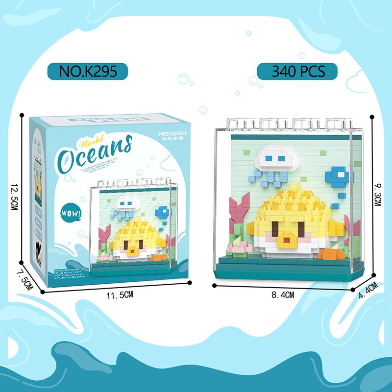 New Marine Life Building Block Toys With Dust Cover Educational Assembly Ornaments Micro-particle Creative Games