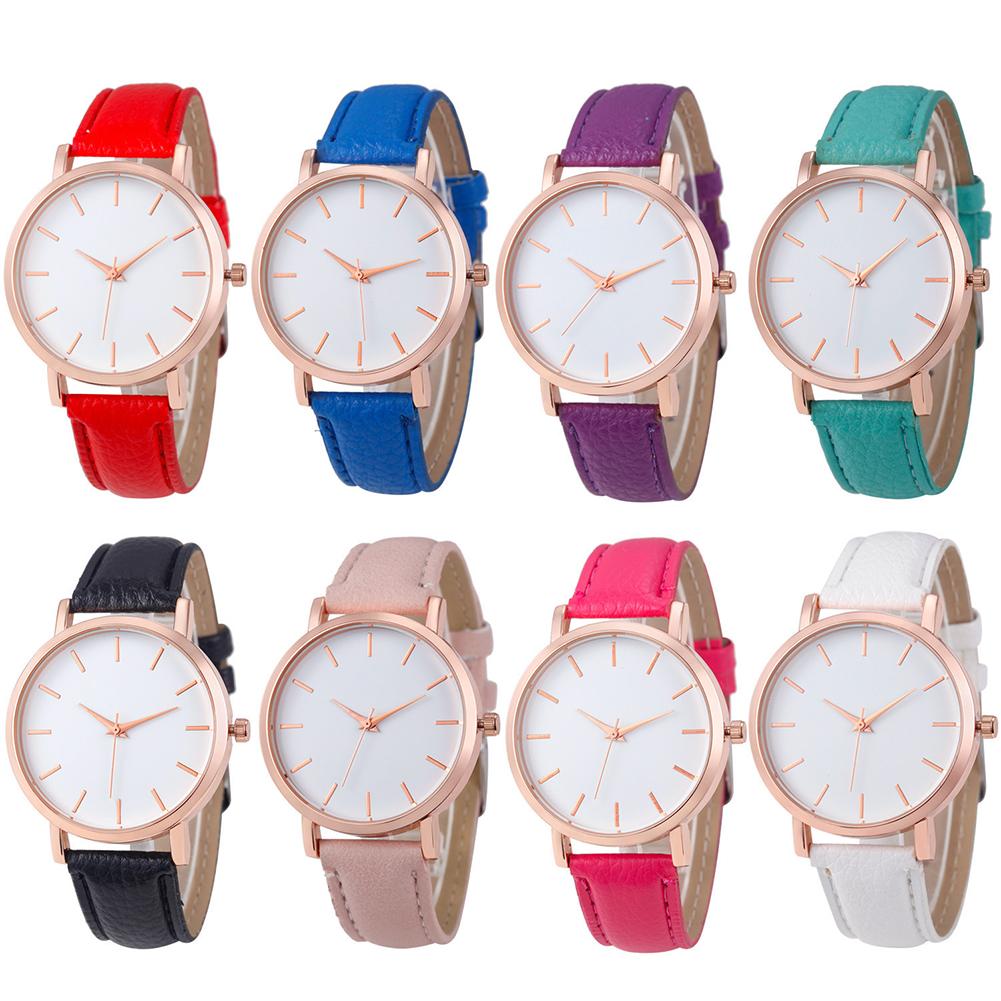 Elegant Ladies Leather Strap Quartz Wristwatch Girl Bracelet Watch Gifts for Woman