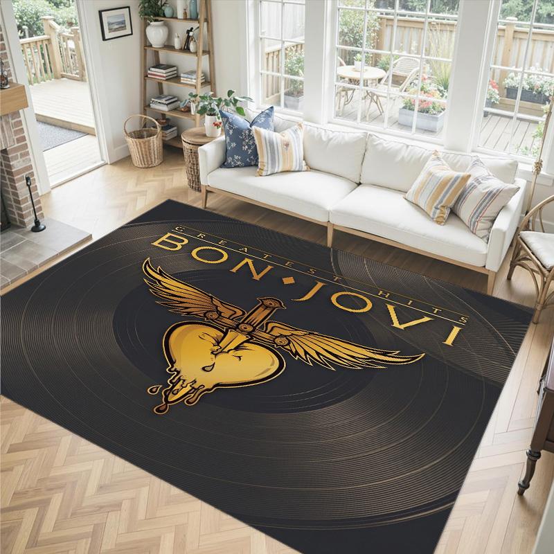 Bon Jovi Design Crystal Velvet Carpet Cozy Non?Slip Printed Rug For Bedroom Living Room Entrance