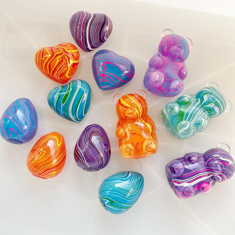 Flow Pattern Little Bear Squeeze Stress-Relief Sticky Love Soft Maltose Egg Venting Ball Slow Rebound Toy Holiday Gift