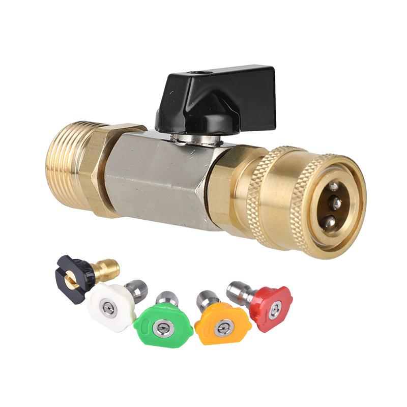 High Pressure Washer Ball Valve Kit 1/4" Quick Connector and M22/14mm for Power Washer Hose Switch on/off