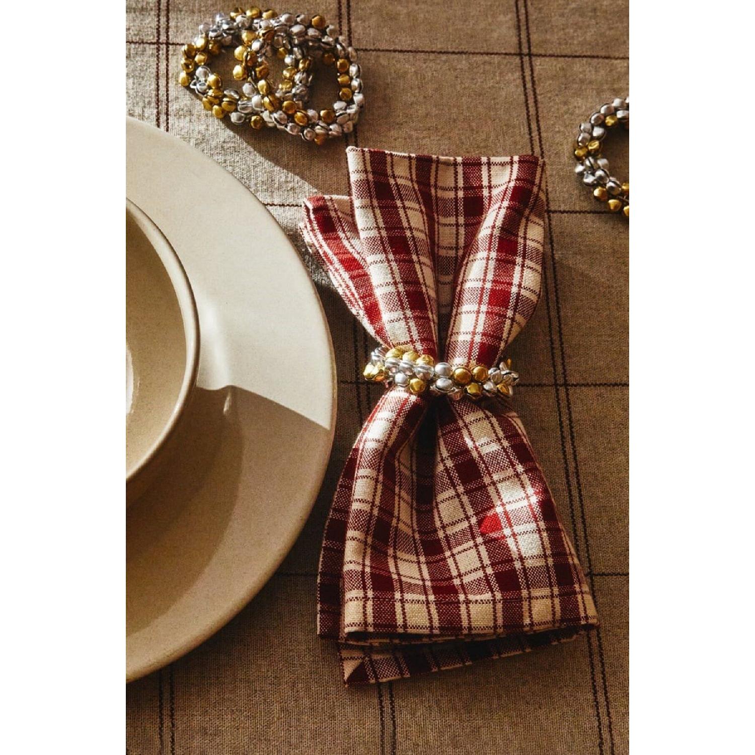 

Golden Silver Bell Bead Napkin Ring - Metal Napkin Ring - 6 Pieces