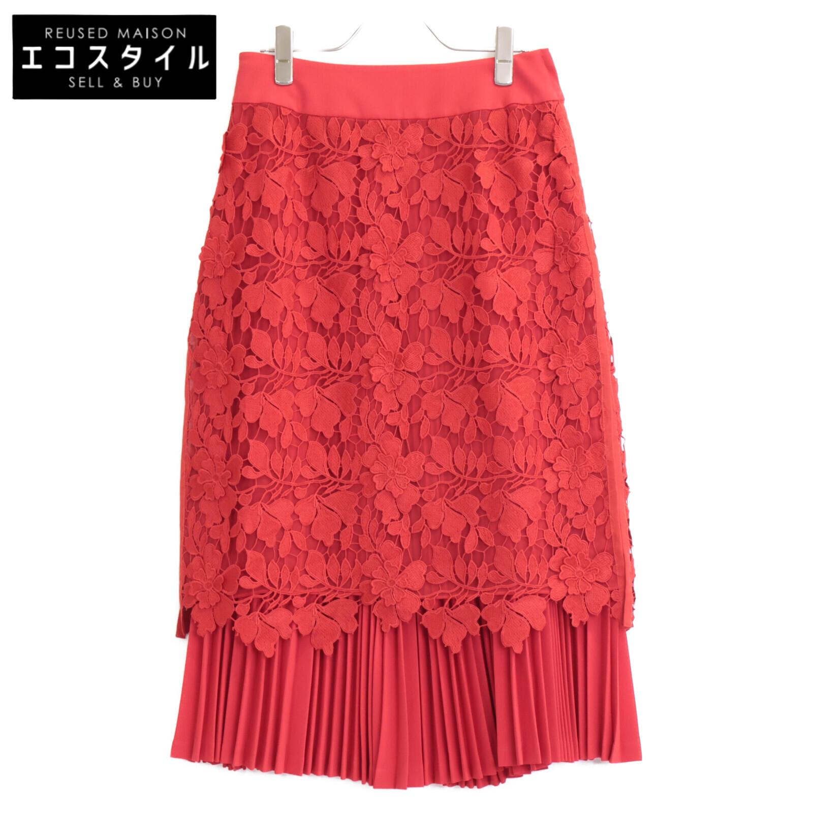 

ADORE Red 531-9120402 Pleated Flower Lace Skirt skirt 36 RedUsed