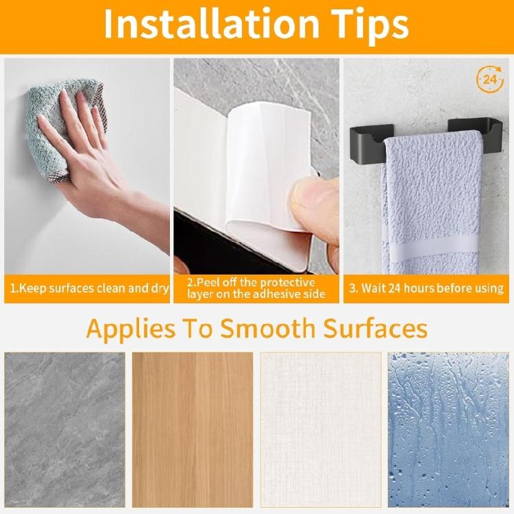 30cm Aluminum Auto Adhesive Towel Rack Not Drill Need Towel Holders Easy to Use for Bathroom Kitchens Strong Mounting