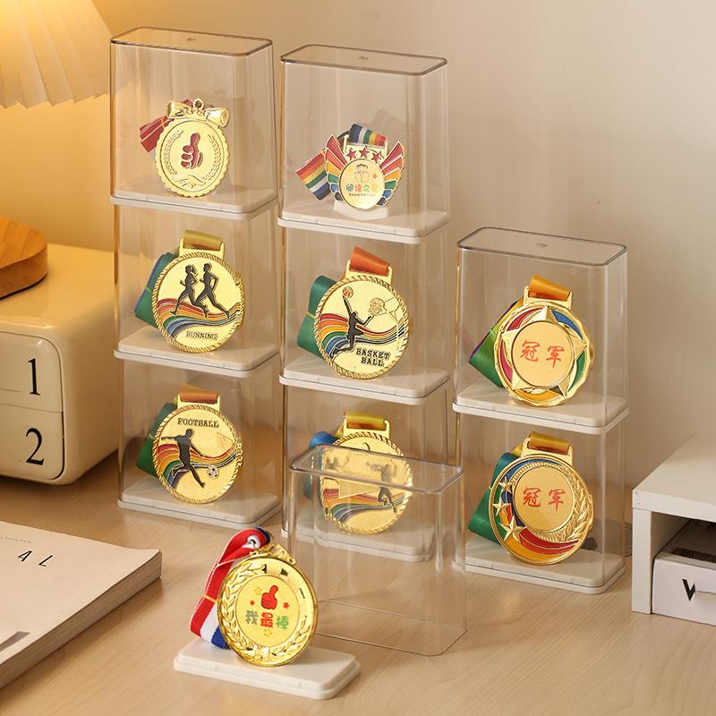 Multi-functional Medal Individual Display Box, Stackable Tabletop Transparent Plastic Visible Rectangular Storage Box