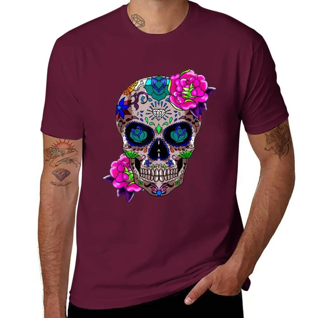 Sugar Skull Day Of The Dead Cool Bone Head Skulls Gift Idea T-Shirt Customizeds Quick-drying T Shirts Men