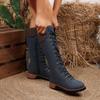 Womens Boots Fashion Mid-calf Boots High Quality Casual Leather Boot Lace Up Platform Boot Women Knight Boots Botas Largas Mujer