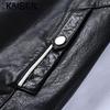 KAISER Men's Lapel Lychee Grain Cowhide Leather Motorcycle Jacket