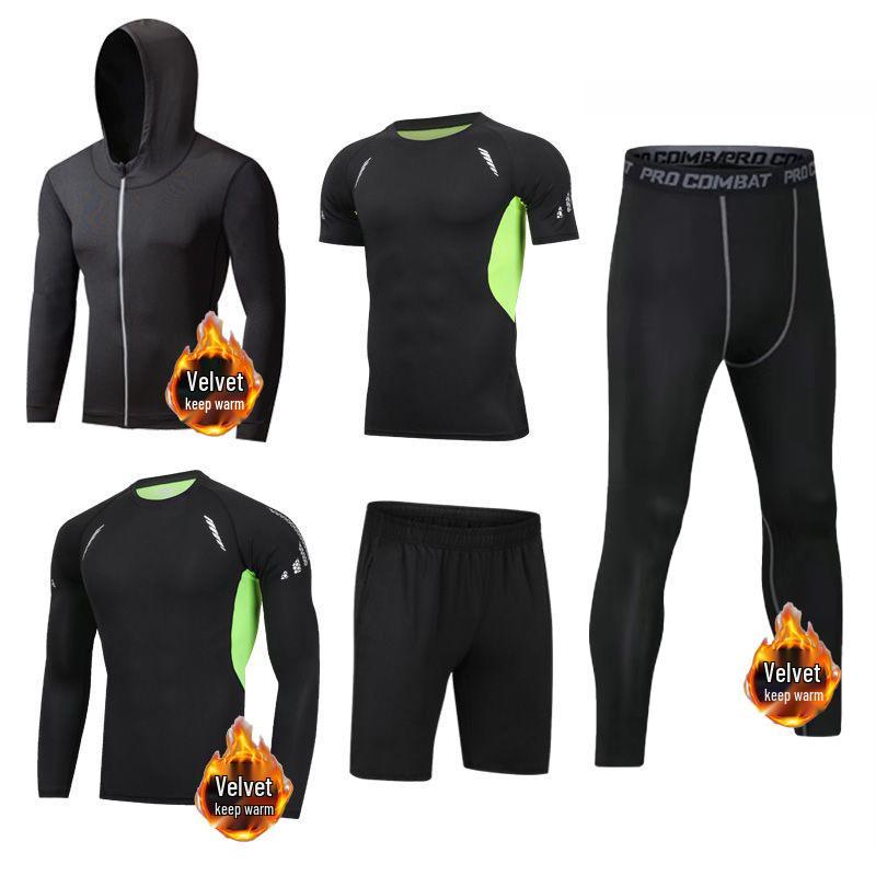 Férfi 5 részes gyorsan száradó sport- és fitnesz szett: Edzőterem, Futás, Kosárlabda - Minden Évszakban