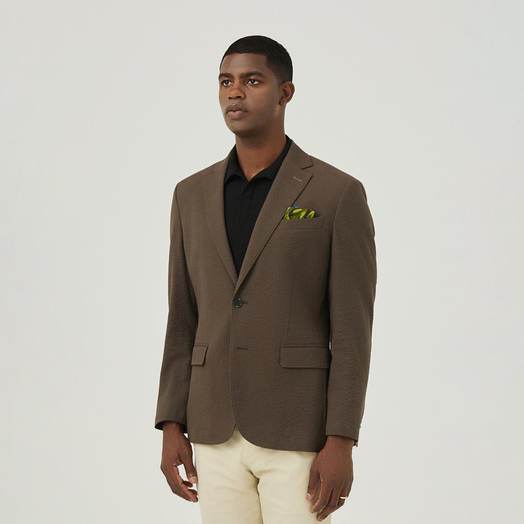 Ferraromilano Cotton Blend Seersack Jacket Cocoa (Am0Fozc20255)