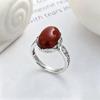 Adjustable Open Ring Women Men Vintage Red Agate Style Geometric Boho Statement Jewelry