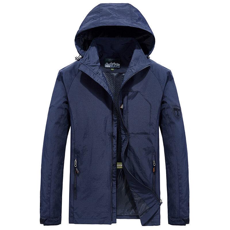 

Куртка мужская для активного отдыха на весну и осень, быстросохнущая, с несколькими карманами, повседневная, дышащая, большого размера, свободная, с верхом, спортивная куртка для мужчин 5XL королевский синий