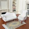 Miniature Pink Quilted Armchair Wooden Doll Furniture 1/12 Scale For Living Room Scene Accessories