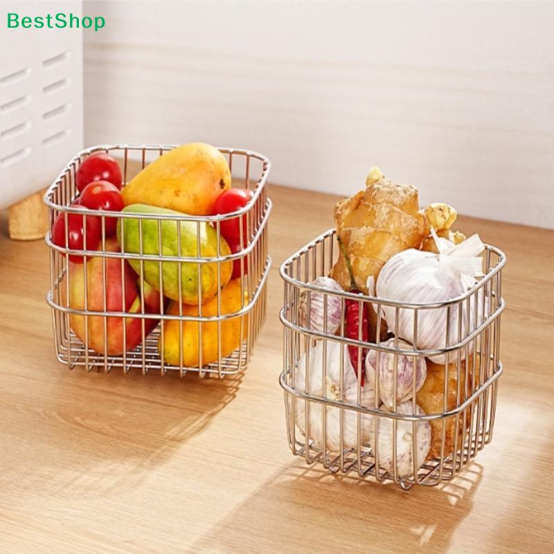 Stainless Steel Wall-Mounted Storage Basket - Adhesive Kitchen Organizer For Fruits, Vegetables & Bathroom Supplies
