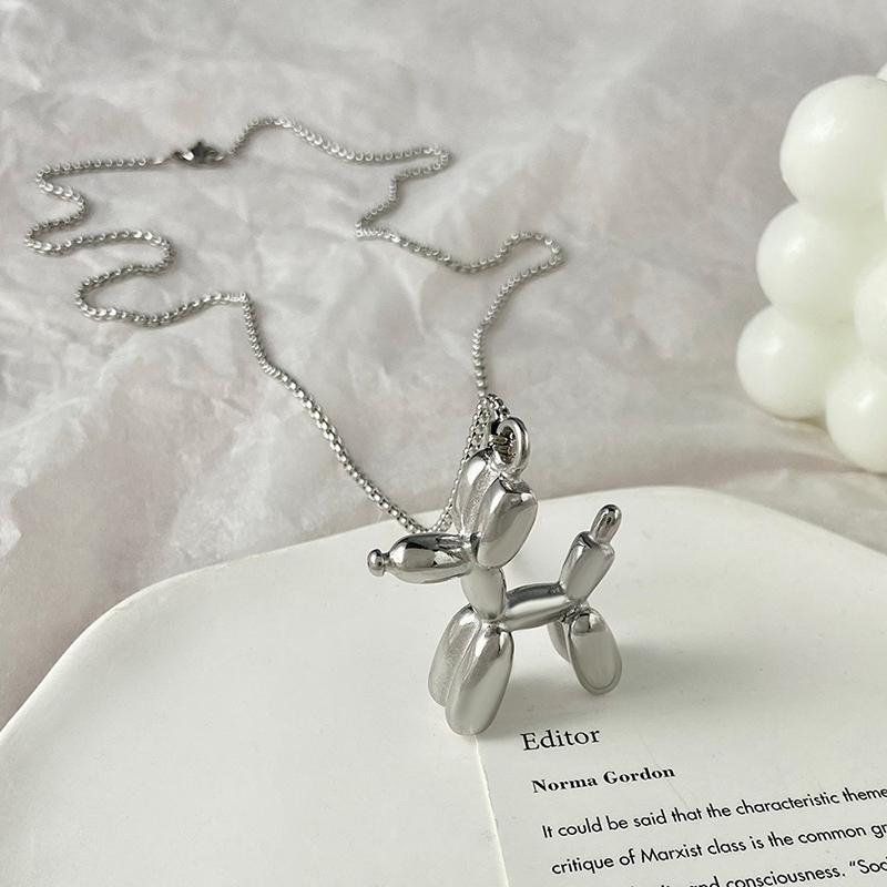 Fashionable And Creative Metal Balloon Dog Pendant Necklace Suitable For Men And Women Fun And Personalized Daily Jewelry Gifts
