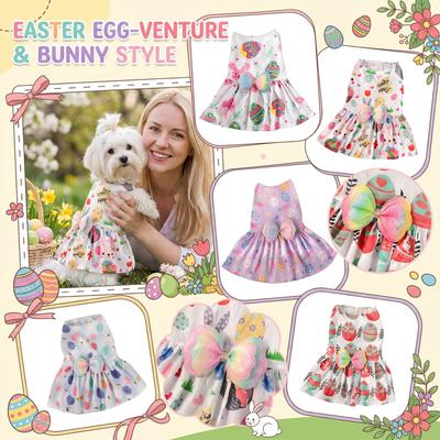 Easter Dog Dress - Breathable & Comfortable Pet Sundress With Cute Bow Decoration For Small & Medium Dogs
