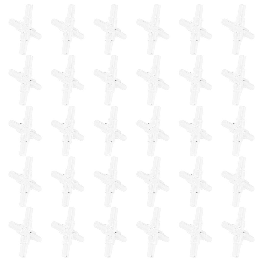 30pcs 4MM Aquarium Fish Tank  Air Tubing Splitter L Shape 3 Way 4 Way Adapter ConnectorCrystal 4