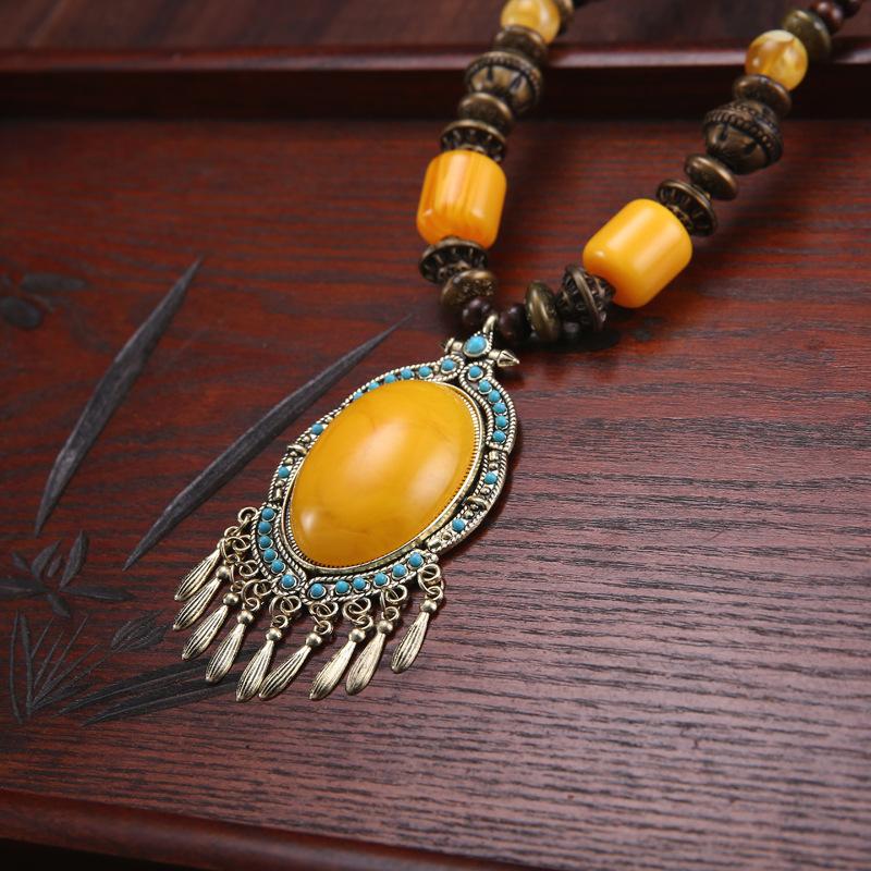 Landie Yunnan Tibetan Ethnic Style Bohemian Necklace Bead String Performance Pendant Accessories