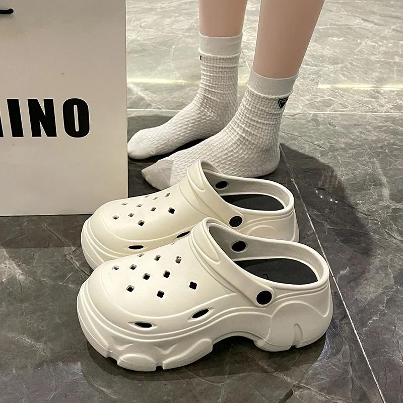 Fashion Women's Shoes 7cm Platform Sandals Casual Korean-style High Quality Garden Shoe Unique Non-slip Beach Shoes Hole Sneakers