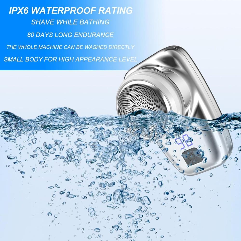 Mini-Elektrorasierer, tragbarer Rasierer, USB-waschbarer Nass- und Trockenrasierer für Männer, Taschenrasierer mit Leistungsanzeige, Elektrorasierer für Autofahrten