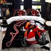 Motorrad-Fahrer-Bettbezug-Set, Queen-Calico-Twin-Size-Bettbezug, Bettwäsche-Set, Einzel-, King-Size-Bettbezug aus weichem Polyester