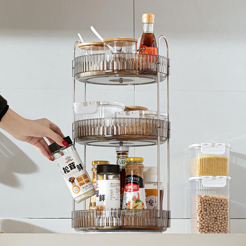 

Kitchen Rotating Spice Rack: Large-Capacity Countertop Organizer & Seasoning Tray
