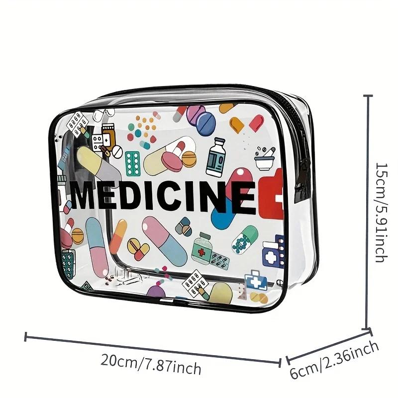 1PC Cartoon Printed PVC Clear Zipper Pouch Portable Travel Organizer Storage Bag for medicine Snacks Cables & Chargers