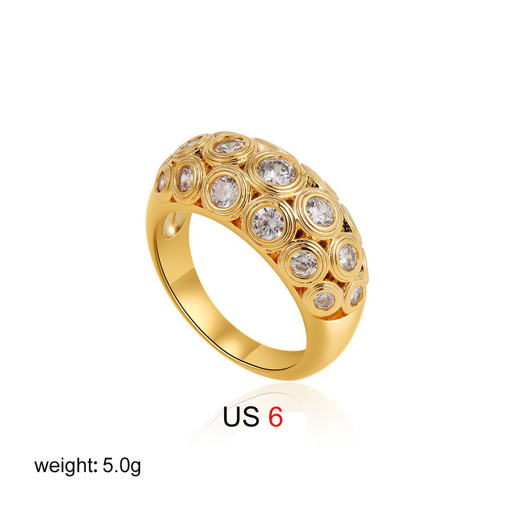 Zircon Ring for Women 18K Gold Plated Stainless Steel Geometric Circle Finger Ring Luxury Waterproof Wedding Jewelry Gifts