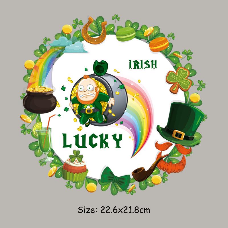 St Patrick Day Iron-On Transfer Hoodies Parches Ropa Diy Clothes Sticker Heat Transfer T-Shirt Thermal Patch For Pet Doll Cothes