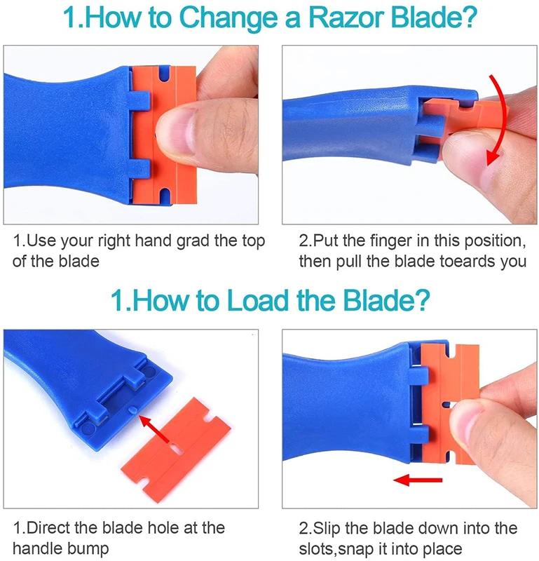 100pcs Double Sided Plastic Scraper Blades Window Floor Car Sticker Removal Replacement Window Cleaning Tool