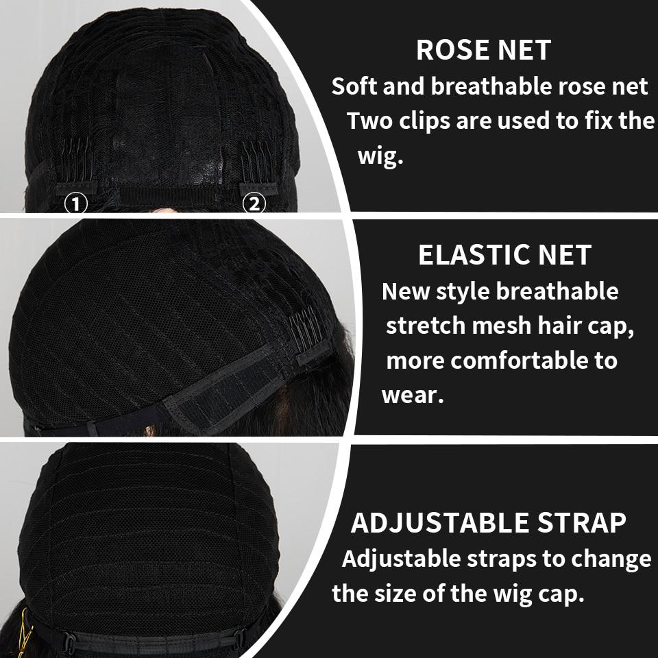 MISSQUEEN Wig Afro Bob Wig Yaki Straight Synthetic High Temperature Fiber Hair Yaki Straight Curly Hair Medium Long Holiday Hair Wome