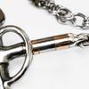 Horse Training Bit with Long Side Arms and Multiple Connection Rings, Three-Piece Jointed Center, Moving Metal Sections, Stainless Steel, and Curb