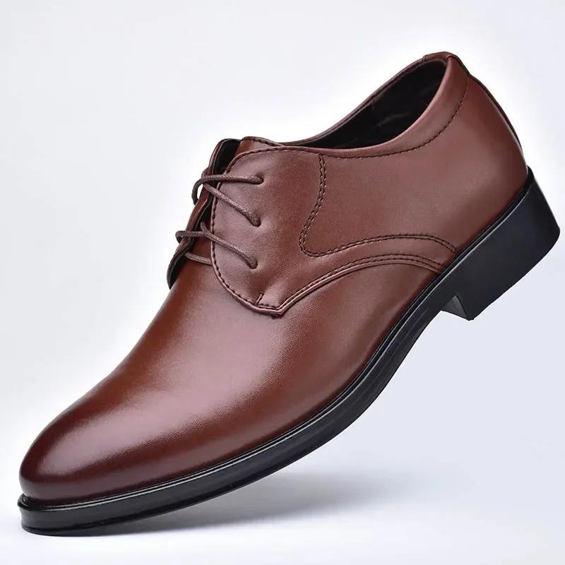 Fashion 2025 Man Formal Black Leather Men Lace Up Oxfords Business Casual Shoes Tailor-made Suits Botines Para Hombres Zapatillas Male