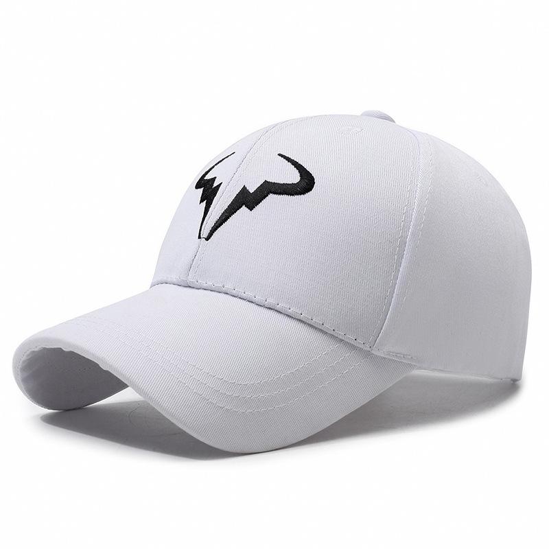 

Stylish Black Baseball Cap With Unique White Bull - Horn - Like Logo, Ideal For Everyday Wear And Outdoor Activities