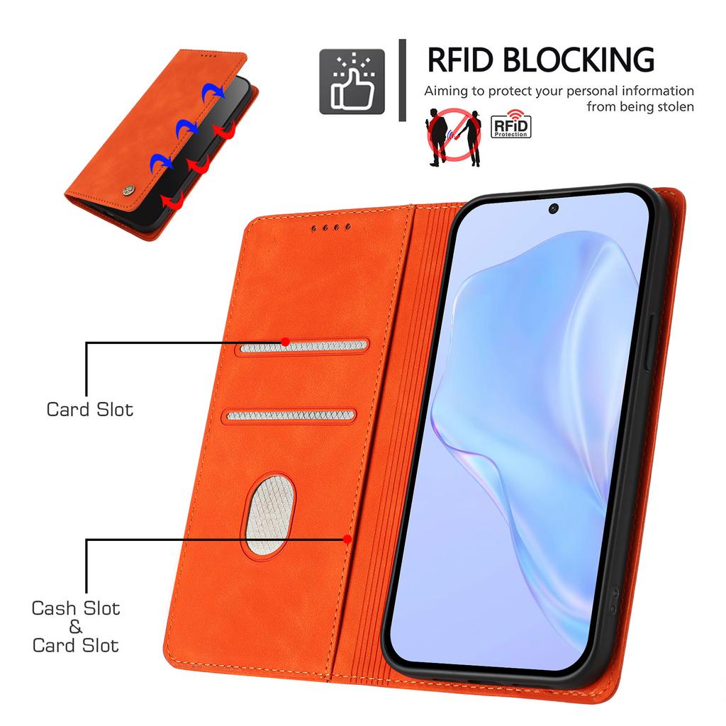 Wallet Case for Galaxy S25 Ultra - Leather/PU, Orange
