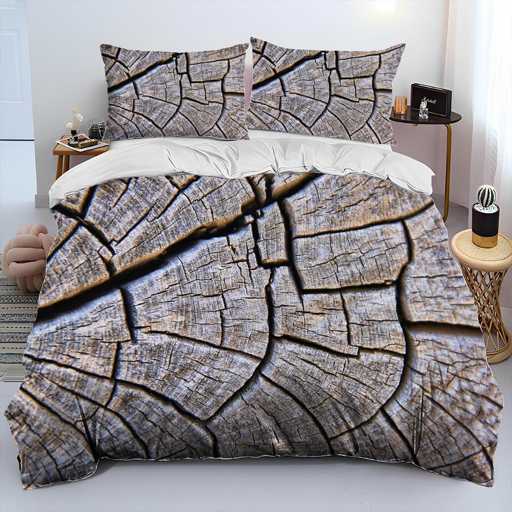 3D Wood Grain Comforter Bedding Set,Duvet Cover Bed Set Quilt Cover Pillowcase,King Queen Size Bedding Set for Adult Child Gift