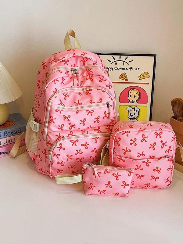 2025 Trendy Women's Three-Piece Backpack Set: Large Capacity, Fashionable College & Travel Bag